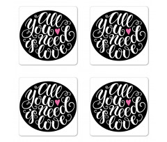 Swirly Hand-writing Phrase Coaster Set Of Four