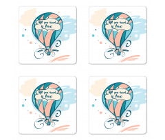 Hot Air Balloon Pastel Flora Coaster Set Of Four