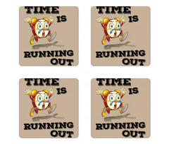 Crazy Funny Alarm Clock Coaster Set Of Four