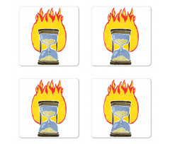 Retro Hourglass on Fire Coaster Set Of Four