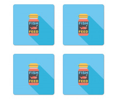 Pet Fish Feed Flat Coaster Set Of Four