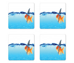 Small Fish with Shark Fin Coaster Set Of Four