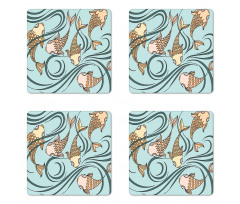 Floating Fish in the Sea Coaster Set Of Four