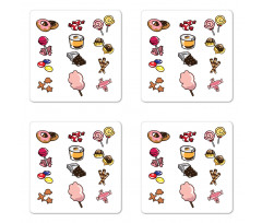 Cartoon Various Candies Coaster Set Of Four