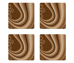 Abstract Wavy Lines Retro Coaster Set Of Four