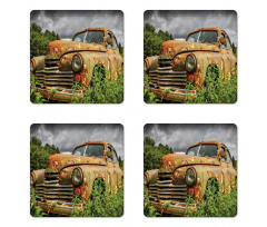 Discarded Rusty Junk Car Coaster Set Of Four