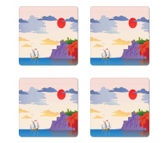 Coastal Landscape Ship Coaster Set Of Four