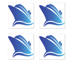 Abstract Blue Ship Coaster Set Of Four