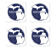 Grunge Rubber Stamp USA Coaster Set Of Four