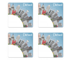 Detroit USA Skyline Art Coaster Set Of Four