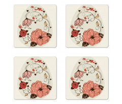 Flowers Ornate Egg Shape Coaster Set Of Four