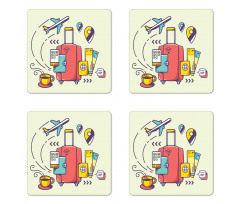 Suitcase Travel Accessories Coaster Set Of Four