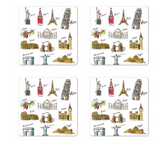 Famous Landmarks Tourism Coaster Set Of Four