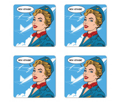 Bon Voyage Stewardess Retro Coaster Set Of Four