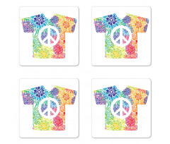 T-Shirt Design Hippie Style Coaster Set Of Four