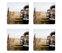 Rusty Trucks Rural View Coaster Set Of Four