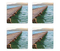 Wood Bridge Pier Sea Coaster Set Of Four