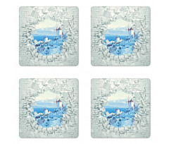 Breaking Wall Santorini Coaster Set Of Four