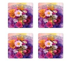 Blossoming Roses Coaster Set Of Four