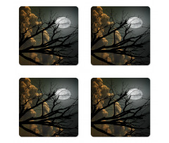 Bare Branches and Full Moon Coaster Set Of Four