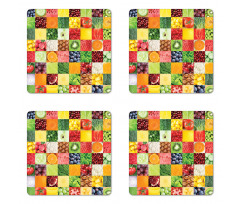 Healthy Fresh Food Squares Coaster Set Of Four