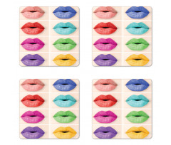 Several Color Lips Palette Coaster Set Of Four