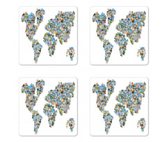 Photos Placed as World Map Coaster Set Of Four