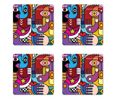 Abstract Complex Shapes Coaster Set Of Four