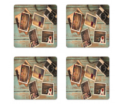 Retro Cozy Christmas Photos Coaster Set Of Four