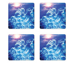 Blue Cloudy Sky Sunrise Photo Coaster Set Of Four