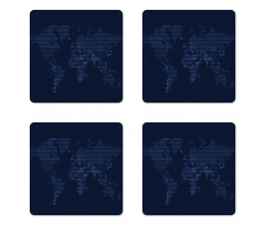 Modern World Web Dots Coaster Set Of Four