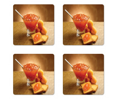 Juicy Apricot Jam and Bread Coaster Set Of Four