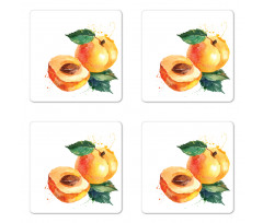 Watercolor Half Apricot Coaster Set Of Four