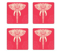 Romantic Wild Elephant Head Coaster Set Of Four