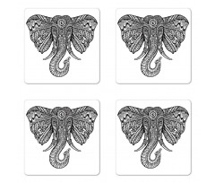 Graceful Elephant Design Coaster Set Of Four