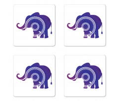 Elephant Calf Mandala Coaster Set Of Four