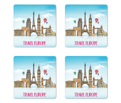 Travel Europe Landmarks Sky Coaster Set Of Four