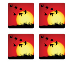 Skein of Geese Migrate Sunset Coaster Set Of Four