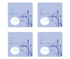 Abstract Team of Geese Moon Coaster Set Of Four