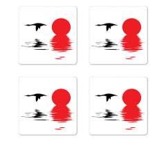 Goose Flying Alone Silhouette Coaster Set Of Four