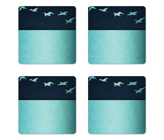 Abstract Birds Curl Ornament Coaster Set Of Four