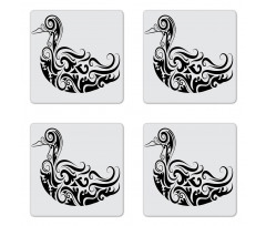 Calligraphic Duck Coaster Set Of Four
