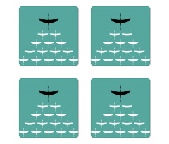 Muster of Birds Silhouettes Coaster Set Of Four