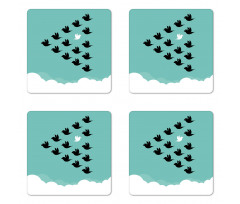 Bird Silhouettes over Clouds Coaster Set Of Four