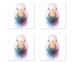 Watercolor Goose Face Coaster Set Of Four