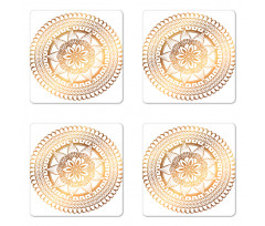 Circular Floral Art Therapy Coaster Set Of Four