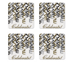 Celebrate Curling Ribbon Coaster Set Of Four