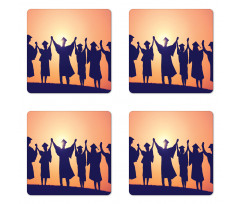 Students in Cap and Gown Coaster Set Of Four