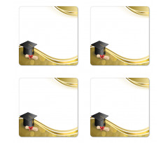 Cap and Ribbon Diploma Coaster Set Of Four