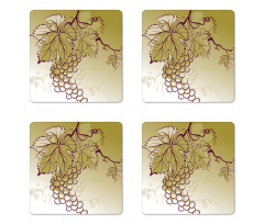 Fruits and Leaves on Ombre Coaster Set Of Four